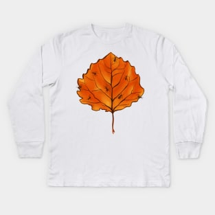 Autumn Leaf And Ants In Yellow Orange Kids Long Sleeve T-Shirt